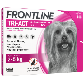 Frontline Tri-Act Chien XS de 2 à 5Kg / 3 pipettes