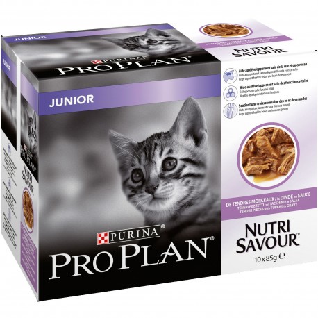 PROPLAN CHAT Nutrisavour Junior à la Dinde - 10 sachets fraicheur de 85 gr PROPLAN CHAT Nutrisavour Junior à la Dinde - 10 sachets fraicheur de 85 gr
