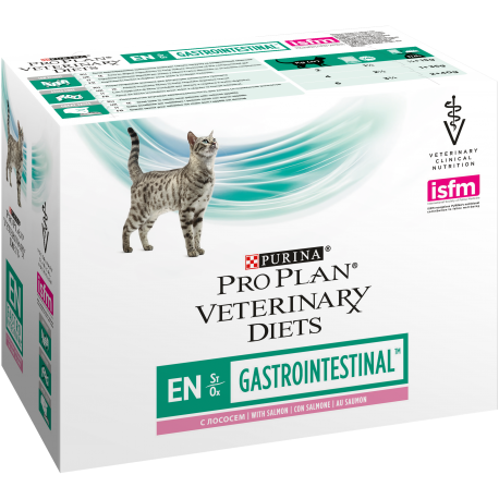 PROPLAN VETERINARY DIETS CHAT EN St/Ox Gastrointestinal Saumon -10 sachets fraicheur 85 gr PROPLAN VETERINARY DIETS CHAT EN St/Ox Gastrointestinal Saumon -10 sachets fraicheur 85 gr